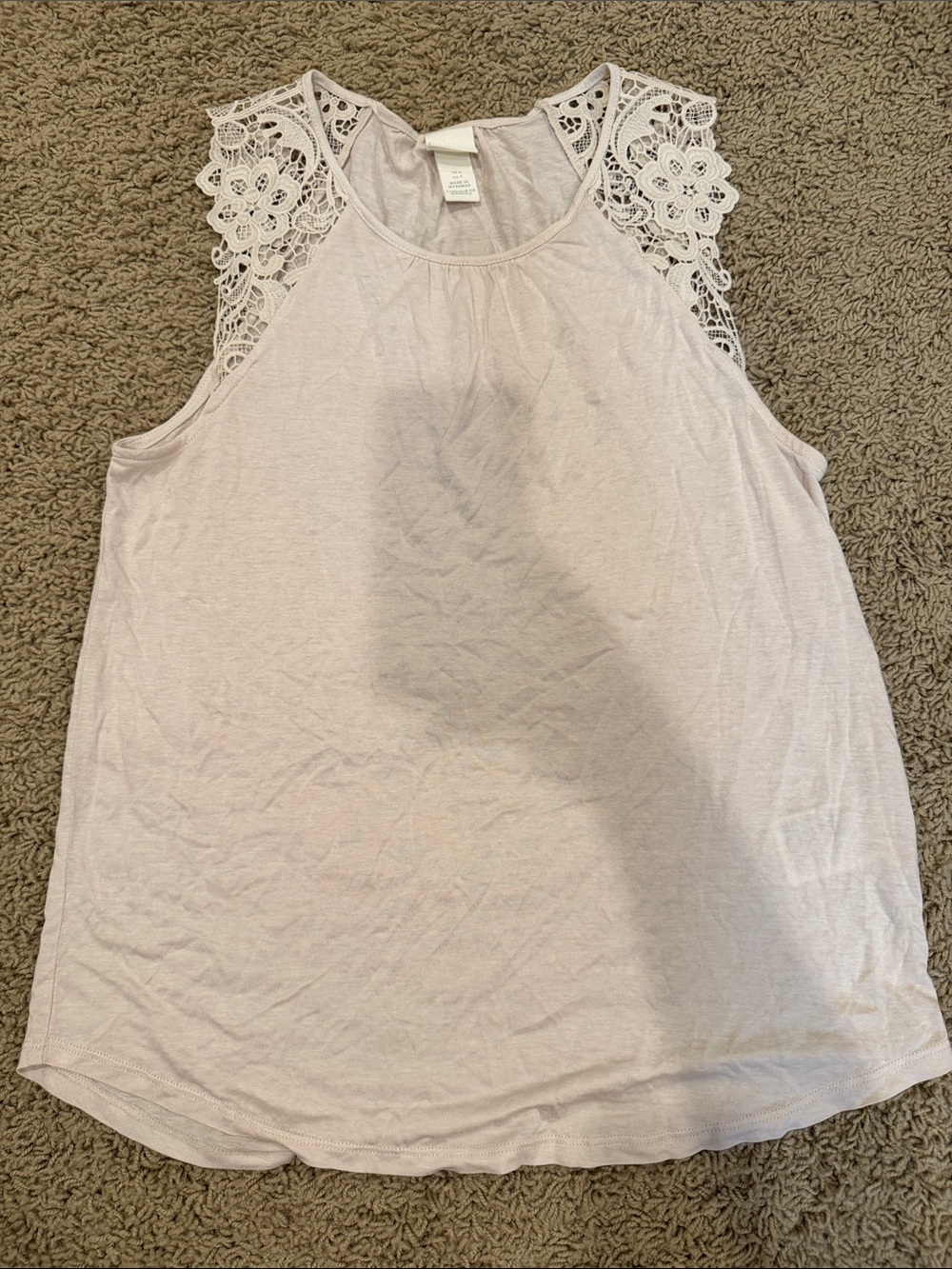 H&M Pale Pink Lace-Shoulder Tank Top